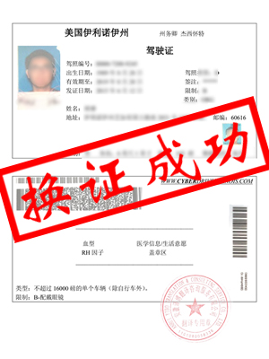 美国伊利诺伊州驾照翻译-亳州胡先生换证成功